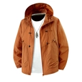 Unisex ijshul koelend zonwerend jack in terracotta oranje met capuchon UPF50+ - M / Karamel