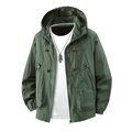 Unisex ijszijde zonwerend jack in donkergroen met UPF50+ verstelbare capuchon en rits - M / Groen
