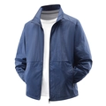 Men's lightweight dark blue sun protection jacket with stand collar and zipper - M / Dark Blue