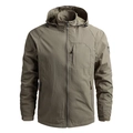 Leichte Outdoor-Kapuzenjacke für Herren in Khaki mit Reißverschlusstaschen und Kordel - 3XL / Khaki