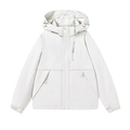 Coupe-vent à capuche blanc minimaliste pour extérieur et randonnée en tissu imperméable - L / Gris Écolo Homme