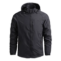 Dunkelgraue winddichte Herren-Outdoorjacke mit Kapuze und atmungsaktivem Funktionsstoff - 3XL / Schwarz