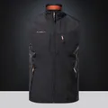 Men's black multi-pocket vest with stand collar and orange zipper details for outdoor fishing - M / Black