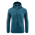 Giacca da esterno con cappuccio anti-UV blu pavone in tessuto leggero impermeabile - Taglia M / Blu jeans