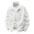Chaqueta cortavientos ligera para hombre en blanco con estampado de mármol gris y cremallera - M / Blanco