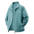 Men's lightweight teal sun protection jacket with outdoor mountain print and pockets - M / Light Blue