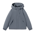 Waterproof grey-blue hooded windbreaker jacket with multiple pockets for outdoor hiking - L / Men's Mica Grey