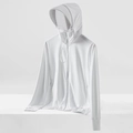 Giacca bianca leggera protezione solare UPF 50+ con cappuccio e tessuto traspirante - Bianco Giada Da Uomo / Taglia M Da Uomo [43-52 Kg]