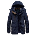 Men's navy blue hooded parka jacket with warm fleece lining and multiple pockets - M / Navy Blue 8186