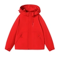 Coupe-vent imperméable unisexe rouge vif avec capuche réglable et poches zippées - L / Rouge de Chine Homme