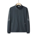 Chaqueta de protección UV gris oscuro para hombre con cuello alto y rayas reflectantes - M / Verde Oscuro