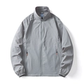 Grey UV protection sun jacket for couples featuring high collar and full zip closure - M / Light Gray