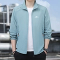 Men's lightweight quick-dry sun protection jacket in light blue with zipper pockets - M / Light Blue