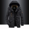 Men's heavy black hooded parka with warm fleece lining and multiple utility pockets - M / Black 8186