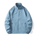 Breathable UV protection light blue sun jacket with zipper pockets and athletic fit - M / Light Blue
