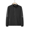 Chaqueta solar negra para hombre con cremallera y rayas grises en las mangas - M / Negro