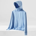 UPF50+ light blue sun protection hoodie with integrated mask and thumb holes - Men's XL (135-155 lbs) / Tops / Men's Iron Stone Blue