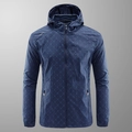 Men's lightweight hooded sun protection jacket with navy blue letter B pattern print - M / Dark Blue