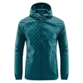 Men's turquoise hooded sun protection jacket with all-over B letter print and front zip - M / Dark Green