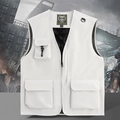 Outdoor white multi-pocket fishing vest with breathable mesh lining for casual wear - S / Khaki