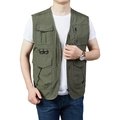 Army green outdoor fishing photography vest with multiple functional pockets and V-neckline - M / Army Green