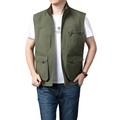 Gilet da fotografia outdoor verde militare con design multitasche e cerniera lampo - M / Verde Militare