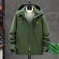 Chaqueta de hombre verde oliva con capucha, forro polar y acabado impermeable - L / Verde Militar
