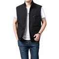 Gilet da lavoro nero da uomo per esterno con design multi-tasche e colletto alla coreana - M / Nero