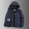 Men's dark blue outdoor windbreaker with hood and breathable mesh lining - M / Dark Blue