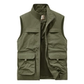 Chaleco de exterior para hombre verde militar con bolsillos múltiples y forro de malla - M / Verde Militar