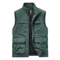 Chaleco táctico para hombre verde oscuro con multibolsillos, cuello alto y forro red - M / Verde Judía