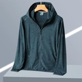 Men's ice silk sun protection jacket with palm leaf pattern and UPF 50+ rating - L / Men's Dark Green