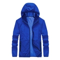 Heren koningsblauw uv-beschermend ijshuid jack met capuchon en ritszakken voor zomer - M / Koningsblauw