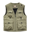 Outdoor taktische Funktionsweste in Armeegrün mit vielen Taschen und Reißverschluss - M / Khaki