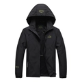 Veste outdoor noire à capuche avec broderie jaune et poignets velcro réglables - M / Noir