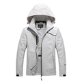 Veste outdoor coupe-vent gris clair avec capuche réglable et doublure en maille - M / Ivoire