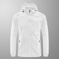 Men's white sun protection jacket with B monogram print and drawstring hood - M / White