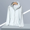 Felpa con cappuccio leggera protettiva UPF 50+ uomo in grigio chiaro con motivo a foglie - M / Bianco Sporco da Donna