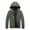 Veste de randonnée vert foncé imperméable avec capuche amovible et doublure en maille - M / Vert Armée