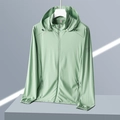 Veste de protection solaire vert clair UPF 50+ en tissu de soie glacée respirant - M / Vert pois Femme
