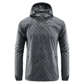Dark grey hooded sun protection jacket with all-over B-letter print and orange zip details - M / Gray