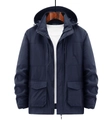 Herren Outdoor Kapuzenjacke in Dunkelblau mit mehreren Taschen und winddichtem Design - M / Dunkelblau