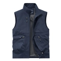 Chaleco azul marino de exterior para hombre con cuello alto y forro de malla - M / Azul oscuro