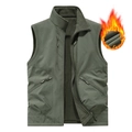 Chaleco táctico verde militar para hombre con forro polar y cuatro bolsillos con cremallera - M / Verde Militar