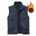 Chaleco reversible de exterior para hombre en azul marino con forro polar térmico - M / Azul oscuro