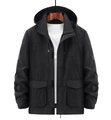 Herren Outdoor Funktionsjacke in Schwarz mit Kapuze und praktischen Multi-Taschen Design - M / Schwarz