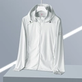 Veste de protection solaire en soie glacée gris clair avec indice UPF 50+ - M / Gris Blanc Femme