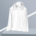Veste blanche anti-UV en soie glacée à capuche, tissu UPF 50+ frais et respirant - M / Femmes Blanc