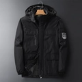 Herren Outdoor Kapuzenjacke in Schwarz mit Fleecefutter und taktischen Taschen - L / Herren-Schwarz