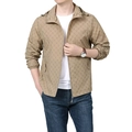 Men's khaki hooded windbreaker with letter print and elastic cuffs for outdoor casual style - M / Khaki